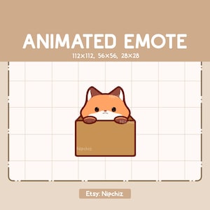 Animated Emote Cute Emerge Fox from Cardboard / Cartoon Kawaii Emote/ Ready to Use/ Funny Emote