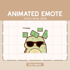 Emote animado de una linda tortuga elegante con gafas geniales - Adorable emote de dibujos animados - Emote Chibi Kawaii - Listo para usar