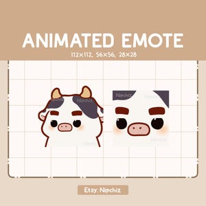 Animated Emote Chibi Cow Lifting His Thick Fabulous Eyebrows - Adorable Emote - Funny Emote for Streaming - Kawaii Emote
