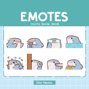 Emotes requin baleine / Lot de 8 mignons requins baleines / Pack d'émoticônes pour streamer Kawaii Emoji
