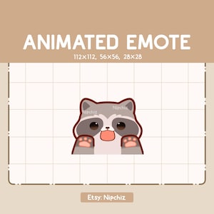 Animated Emote Cute Raccoon is Licking Joyfully / Kawaii Cute Emote / Ready to Use / Emote for Streaming