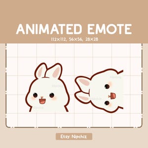 Animated Emote Cute Surprising White Rabbit is Appearing From All Angle - Chibi Cartoon Emote - Ready to Use - Funny Emote