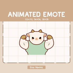 Animowana emotka Słodka koza napina mięśnie - emotka z kreskówki Chibi - gotowa do użycia - zabawna emotka