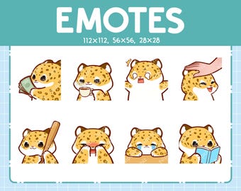 Chibi Leopard Emotes for Streaming - (8) kawaii Emotes – Cute Leopard Emote Bundle – Funny Emotes
