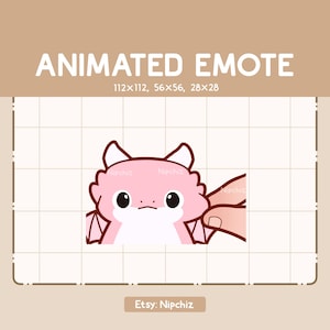 Emote animée Dragon rose mignon se faisant pincer la joue - Emote drôle dessin animé - Emote kawaii