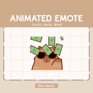 Emote animée Capybara fantaisie mignonne avec des lunettes cool/Emote Chibi adorable/Emote dessin animé à diffuser