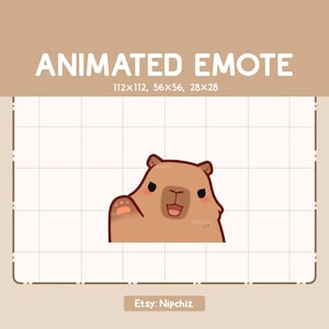 Animated Emote Capybara Waving Hello Emote / Cartoon Cute Emote / Chibi Emote for Streamer / Kawaii Cartoon Emote