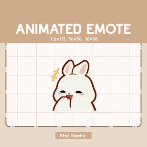 Animated Emote Chibi Rabbit is Laughing - Cartoon Emote - Ready to Use