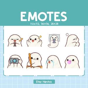 Cute Harp Seals Emotes 8 Pack / Chibi Harp Seals Emotes for Streamer / Kawaii Emoji Set