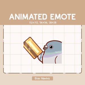 Animated Emote - Adorable Chibi Pigeon Gladly Giving His Card - Cute Cartoon Emote - Ready to Use – Chibi Emote for Streaming