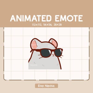 Animated Emote Kawaii Gray Mouse With Black Sunglasses Is Vibing By Waving His Head / Adorable Cartoon Emote / Ready to Use