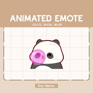 Gesto animado Chibi Panda masticando chicle - Gesto divertido de dibujos animados - Listo para usar - Gesto Chibi para transmisores