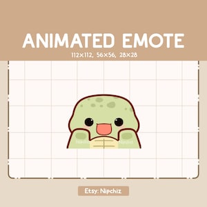 Animated Emote Cute Turtle is Licking Joyfully / Kawaii Emote / Adorable Emote for Streaming / Ready to Use
