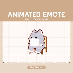 Animated Emote Adorable Wolf is Sitting on a Chair and Moving its Legs - Kawaii Funny Emote - Adorable Emote
