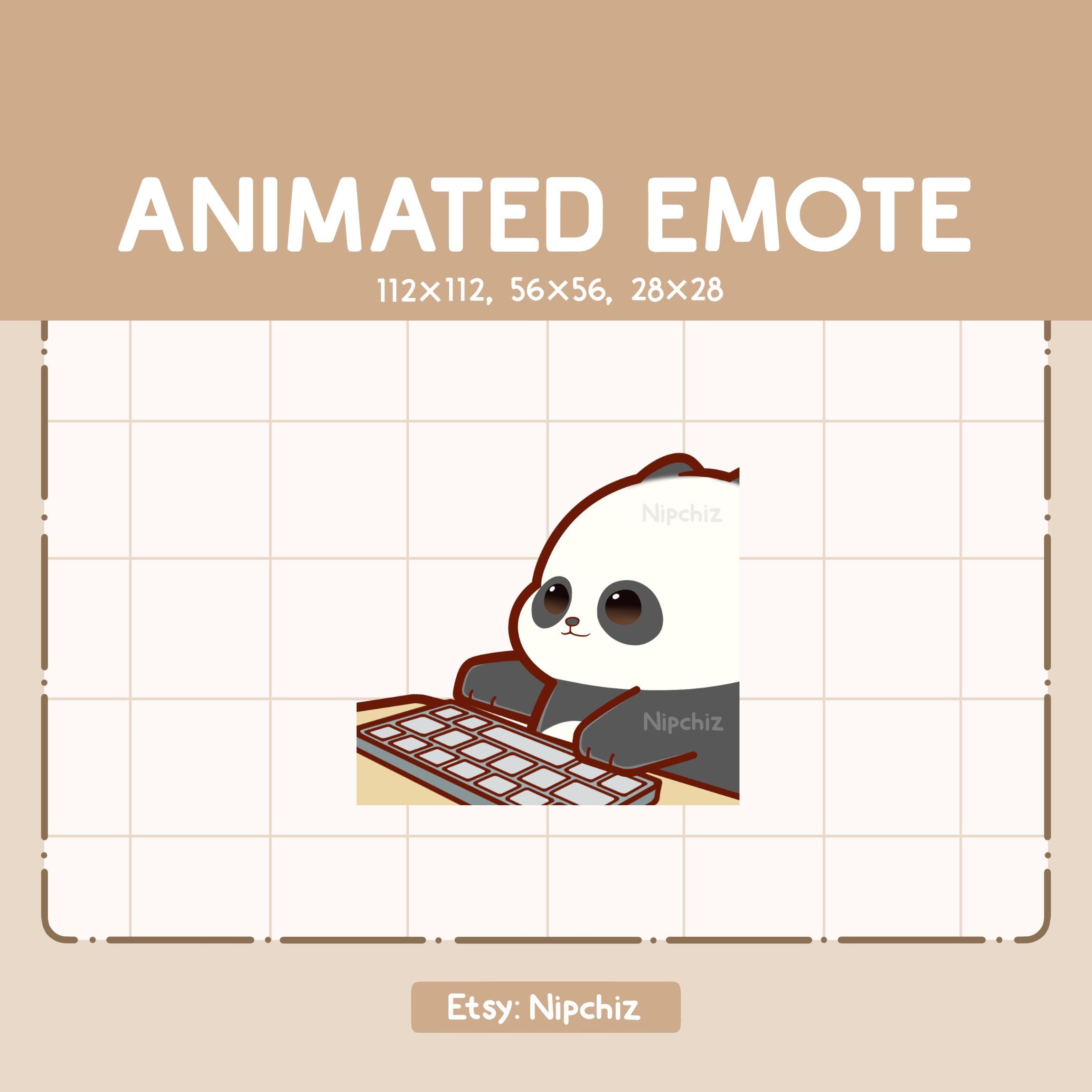 Animated Emote Panda is Typing Through The Keyboard - Cute Cartoon Emote - Ready to Use – Chibi Emote for Streaming