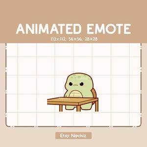 Animated Emote Chibi Turtle Angry By Flipping a Table in Front of Him / Adorable Funny Emote / Kawaii Emote