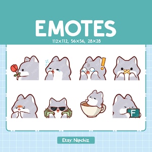 Chibi Wolf Emotes for Streamer (8) - Kawaii Cute Wolf - Emoji Pack