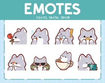 Chibi Wolf Emotes for Streamer (8) - Kawaii Cute Wolf - Emoji Pack
