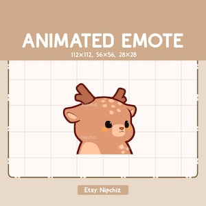 Geanimeerde emote schattig hert schudden hoofd-emote - cartoon-emote - grappige emote voor streaming - klaar voor gebruik
