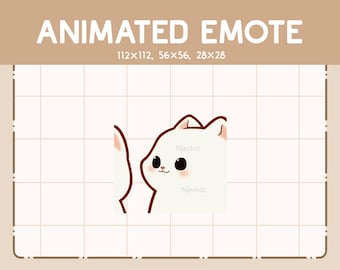 Animated Emote Chibi White Cat is Running Forward - Adorable Chibi Emote - Kawaii Cartoon Emote
