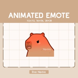 Emote animée Capybara en colère au visage rouge montre sa colère - Emote dessin animé Kawaii