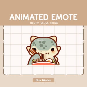 Animated Emote Cute Dinosaur Ankylosaurus Eating Ramen Noodles - Funny Cartoon Emote - Ready to Use - Chibi Emote for Streamer