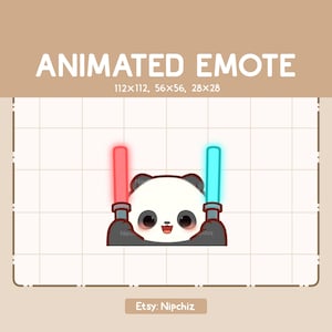 Animierter Emote Panda und Leuchtstab / Cartoon Kawaii Emote / Gebrauchsfertig / Niedliches Emote
