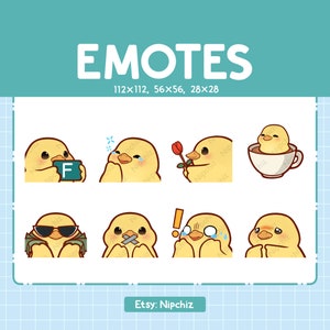 Emotes Chick / 8 lindos emoticones para transmisión / Digital / Paquete de emoticones Chibi Chick