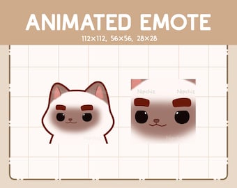 Animated Emote Chibi Siamese Cat Lifting His Thick Fabulous Eyebrows / Adorable Chibi Emote / Cartoon Emote for Streaming