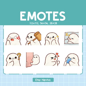 Emotes Harp Seals / 8 Cute Emotes for Streaming / Digital / Chibi Harp Seals Emote Bundle