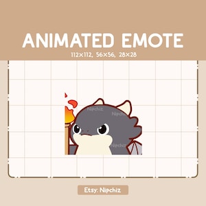 Animated Emote Chibi Black Dragon Walking and Holding a Torch - Funny Emote - Ready to Use