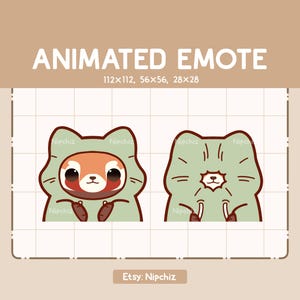 Animated Emote Cute Red Panda Is Hiding and Revealing His Face With His Hoodie / Adorable Chibi Emote / Cartoon Emote for Streaming
