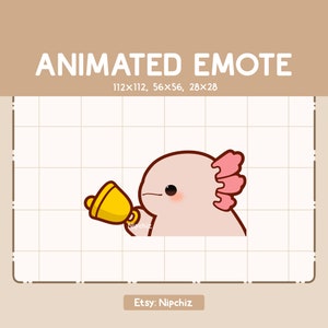 Animated Emote Cute Axolotl Is Trying to Get The Attention By Ringing a Bell / Emote for Streamer/ Cartoon Emote