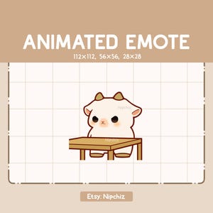 Gesto animado de una linda cabra enojada al voltear una mesa frente a ella / Gesto lindo kawaii / Listo para usar / Gesto para transmisión