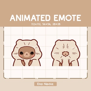 Emote animé mignon grizzli qui cache et révèle son visage avec son sweat à capuche / Prêt à l'emploi / Emote pour le streaming
