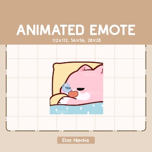 Animated Emote Chibi Pink Cat is Sleeping While Snoring / Chibi Funny Emote / Emote for Streaming / Cartoon Emote
