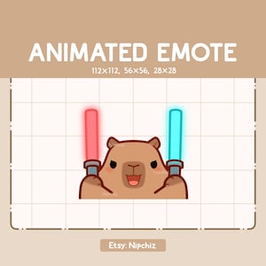 Animated Emote Kawaii Capybara and Lightstick - Adorable Funny Emote - Cartoon Emote for Streaming - Cute Emote