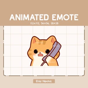 Gesto animado: Gato atigrado naranja hablando por teléfono / Adorable gesto de dibujos animados / Listo para usar / Gesto lindo