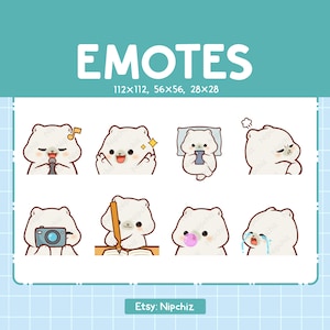 Emotes Polar Bear / 8 Cute Emotes for Streaming / Digital / Chibi Polar Bear Emote Bundle