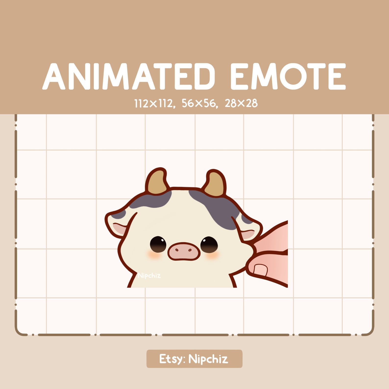Animated Emote Chibi Cow Getting Pinched in the Cheek Cartoon Emote for ...