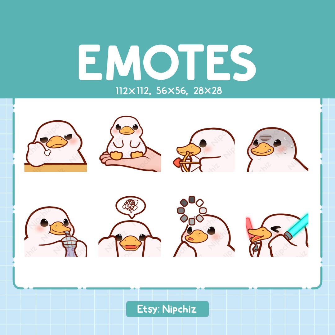 Kawaii White Duck Emotes (8) – Cute Emotes for Streamer – Chibi White Duck  Emoji Bundle - Etsy