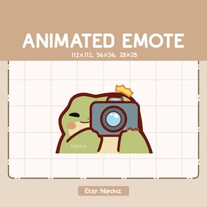 Animated Emote Cute Frog Is Taking a Picture With His Camera - Cartoon Emote - Funny Emote for Streaming - Ready to Use