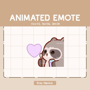 Animated Emote Raccoon is Blowing a Love Shaped Soap Bubble - Cute Cartoon Emote - Ready to Use – Chibi Emote for Streaming