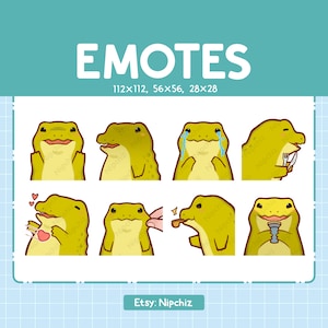Cute Crocodile Emotes 8 Pack | Chibi Alligator Emotes for Streamer | Kawaii Emoji Set