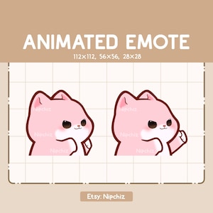 Animated Cute Pink Cat Punching Fast Emote - Adorable Cartoon Emote - Chibi Kawaii Emote