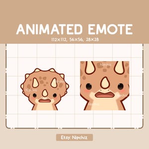 Animierter Emote Niedlicher Zoomed Dinosaurier Triceratops ist erstaunt - Süßes Emote - Gebrauchsfertig - Lustiges Emote