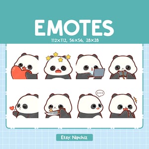 Emotes Panda / 8 lindos emoticones para transmisión / Digital / Paquete de emoticones Chibi Panda