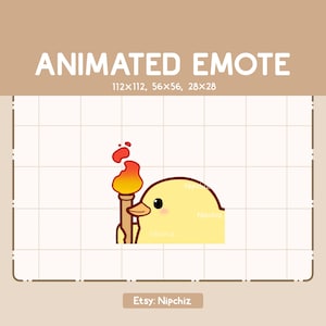 Animated Emote Chibi Chick Walking and Holding a Torch / Cartoon Kawaii Emote / Ready to Use / Funny Cute Emote