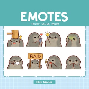 Seals Emotes / Cute Emoji Pack / 8 Baby Seals Emotes for Streaming / Bundle Emotes