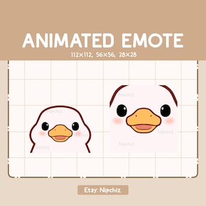 Animated Emote Cute Zoomed In Duck is Being Astonished / Ready to Use / Funny Kawaii Emote / Cartoon Cute Emote